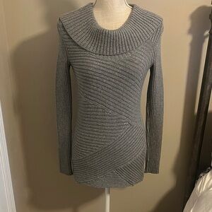 White House Black Market Gray Cowl Neck Sweater